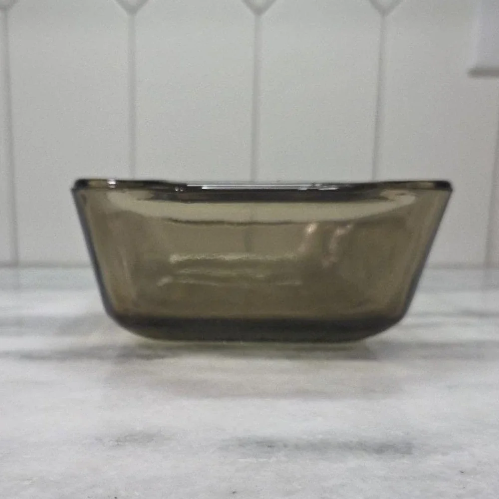 Glasbake‎ Jeanette Smoke Casserole Dish, Vtg Yellow Daisies Design, Kitchenware